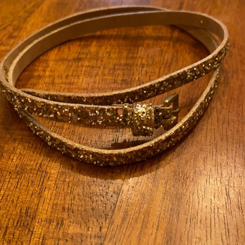 Crewcuts leather gold glitter belt
